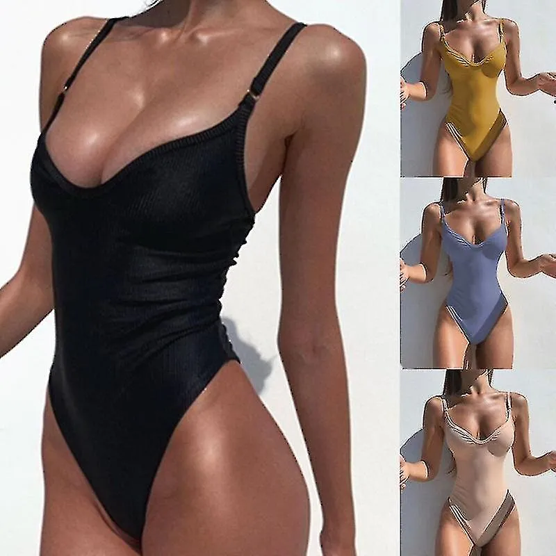 1 Piece Of Girly Simple Style Sexy Solid Color One-piece Bikini Swimsuit Shizhi Boutique