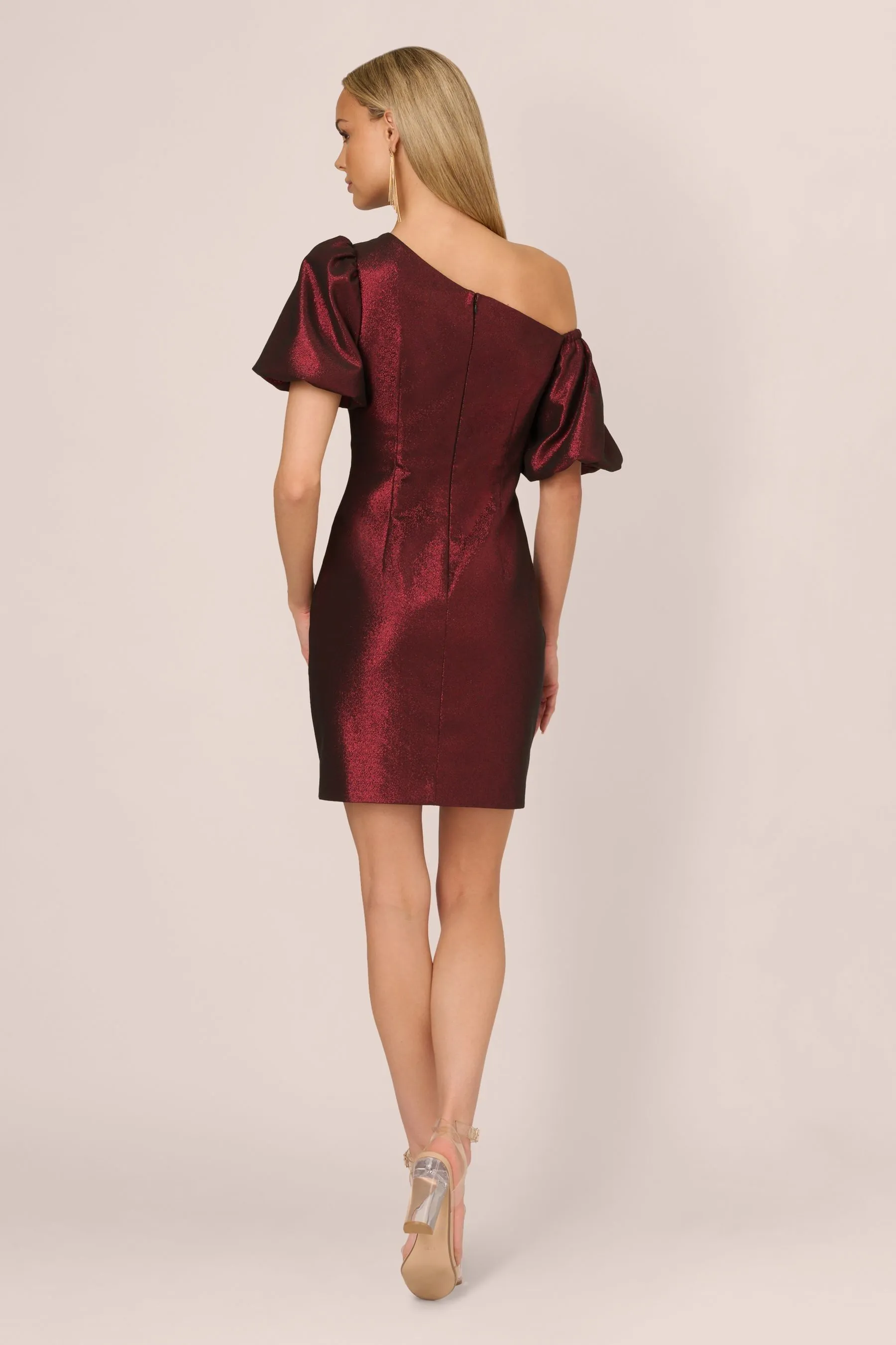 Adrianna by Adrianna Papell Mini Red Stretch Jacquard Dress