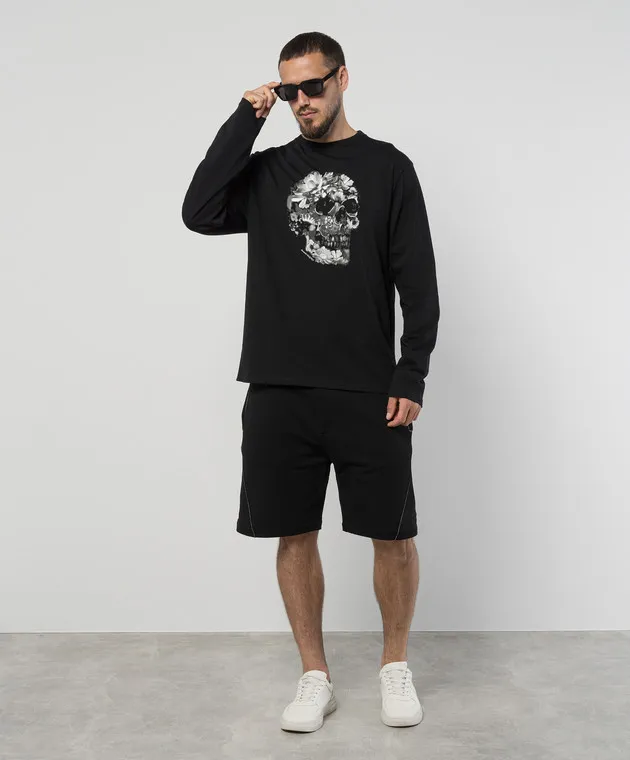 Alexander McQueen Black longsleeve with Wax Flower Skull print