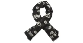 Alexander Mcqueen Bufanda de seda con estampado de calavera Negro 