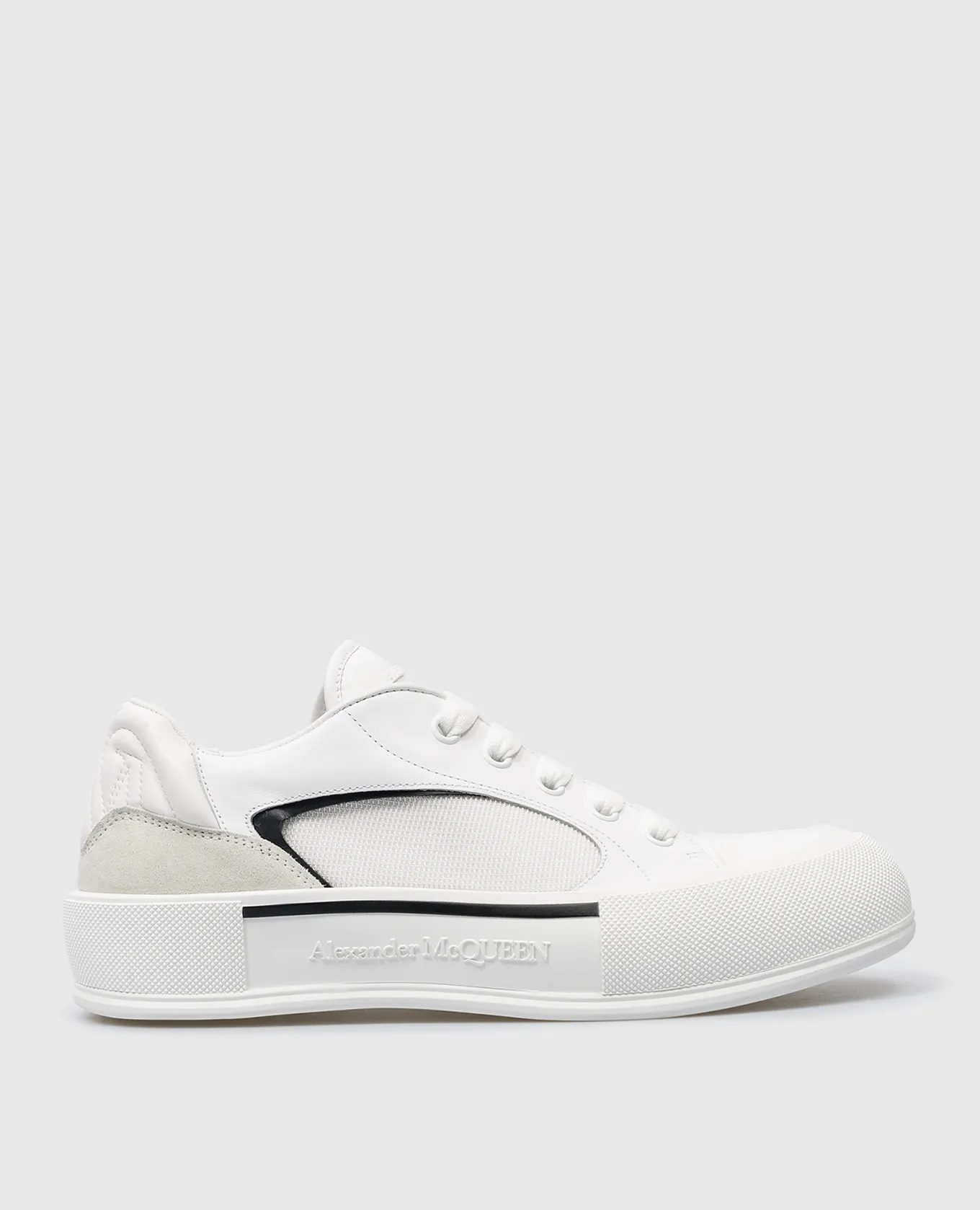 Alexander McQueen Skate Deck white leather trainers with textured logo