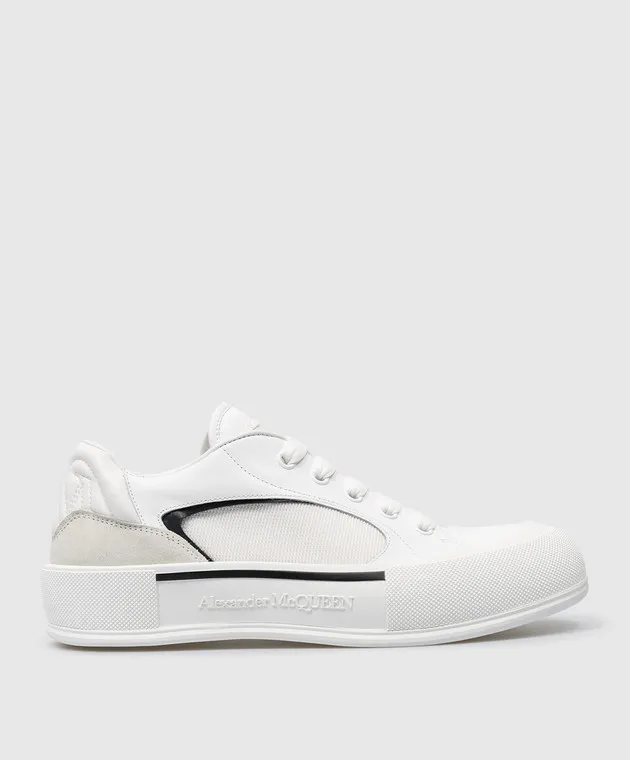 Alexander McQueen Skate Deck white leather trainers with textured logo