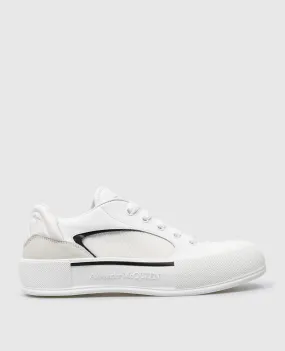 Alexander McQueen Skate Deck white leather trainers with textured logo