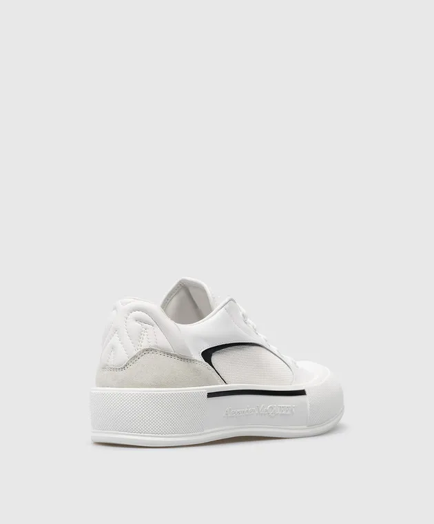 Alexander McQueen Skate Deck white leather trainers with textured logo