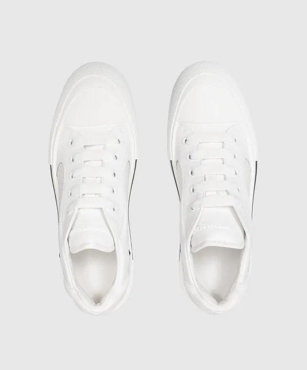 Alexander McQueen Skate Deck white leather trainers with textured logo