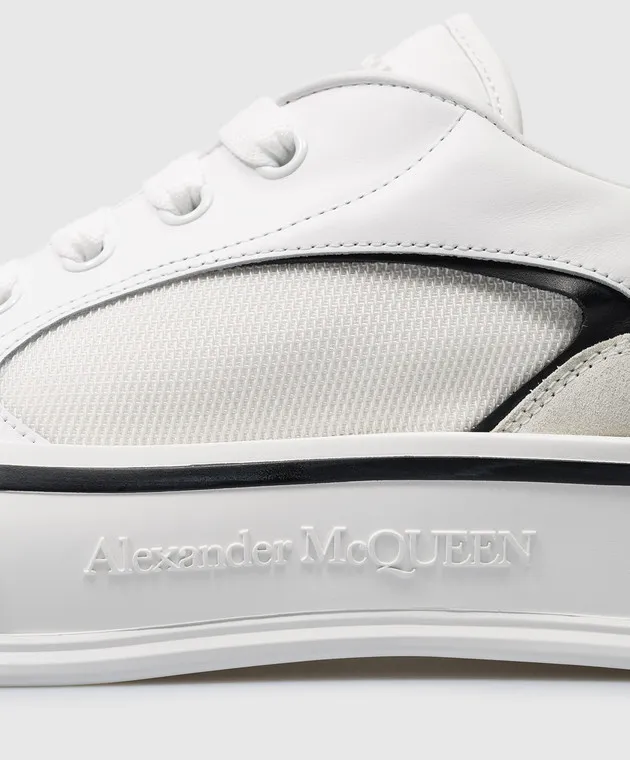 Alexander McQueen Skate Deck white leather trainers with textured logo