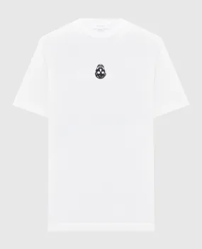 Alexander McQueen White T-shirt with branded embroidery