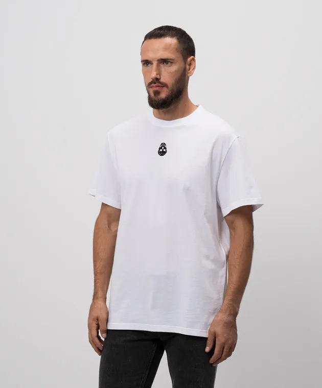 Alexander McQueen White T-shirt with branded embroidery