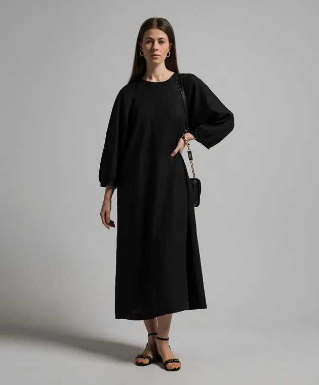 ANNECLAIRE Black linen dress