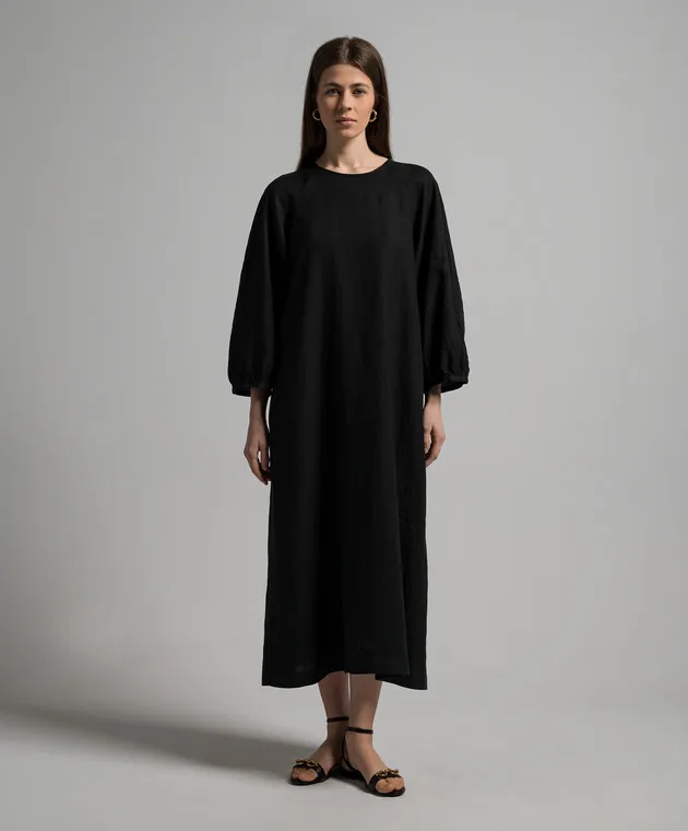 ANNECLAIRE Black linen dress