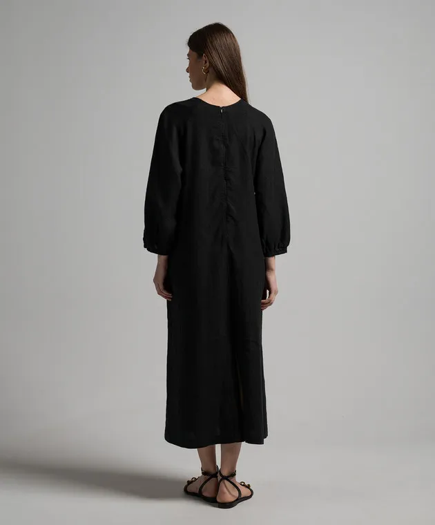 ANNECLAIRE Black linen dress