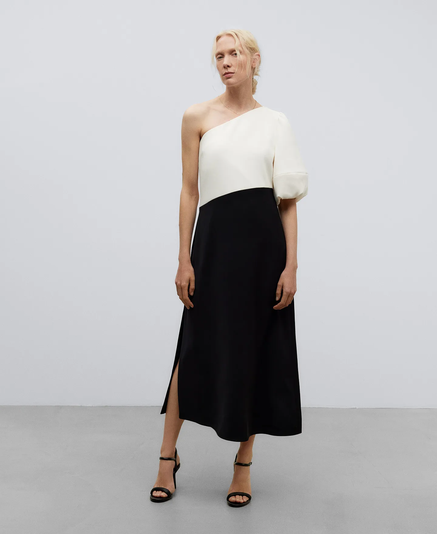 Asymmetrical two-tone dress woman