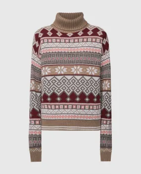 Ballantyne Brown wool jacquard sweater