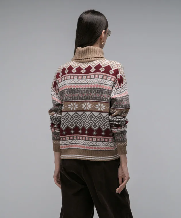 Ballantyne Brown wool jacquard sweater