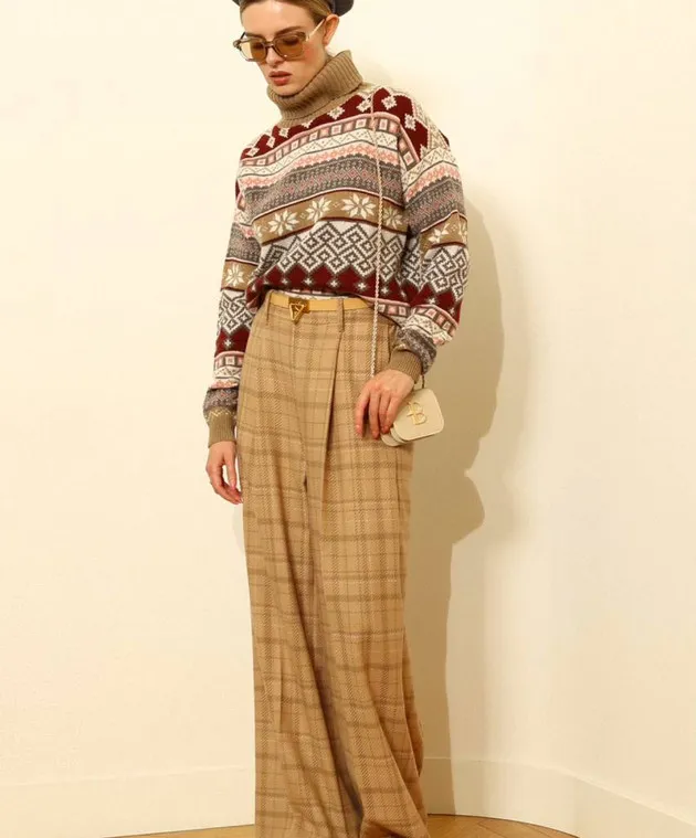 Ballantyne Brown wool jacquard sweater