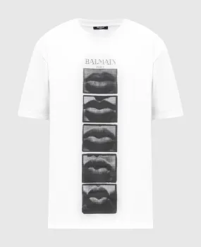 Balmain White t-shirt with LIPS print