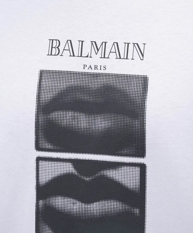 Balmain White t-shirt with LIPS print