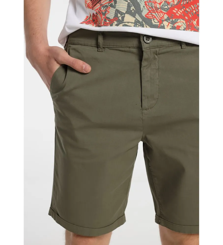 Bermudas Chino Saten kaki