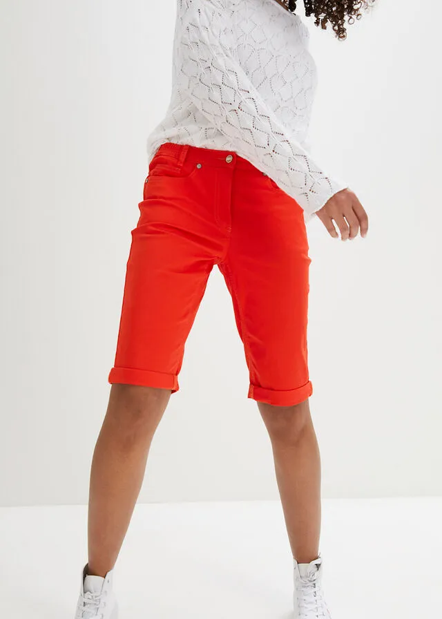 Bermudas con cintura elástica rojo pimentón