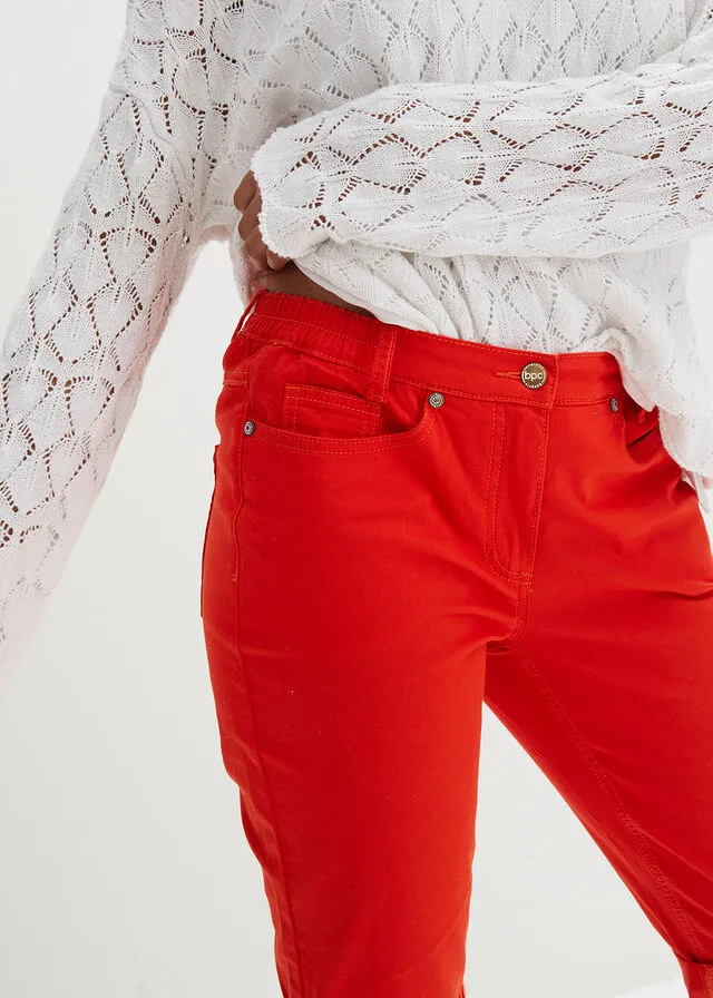 Bermudas con cintura elástica rojo pimentón