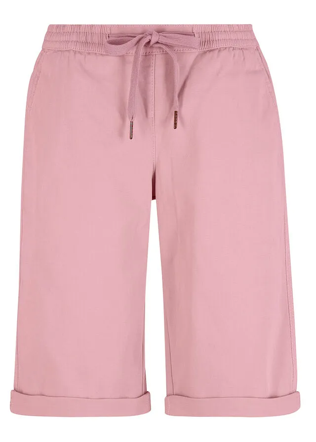 Bermudas de algodón con cómoda cintura Rosa ceniza