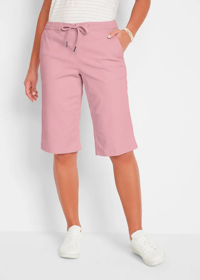 Bermudas de algodón con cómoda cintura Rosa ceniza