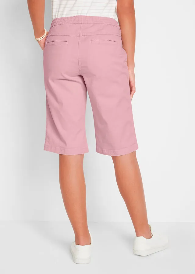 Bermudas de algodón con cómoda cintura Rosa ceniza