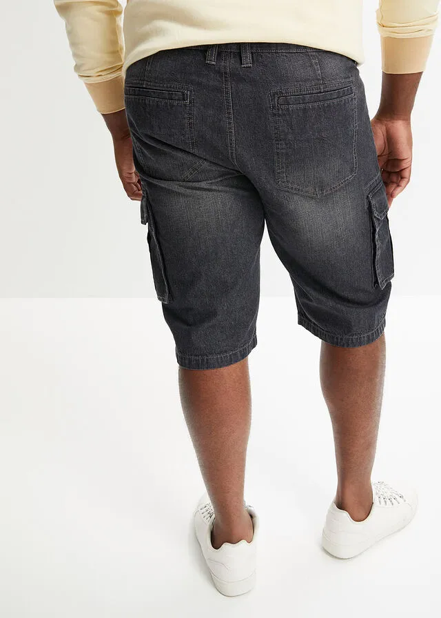 Bermudas vaquera tipo cargo de corte holgado denim negro