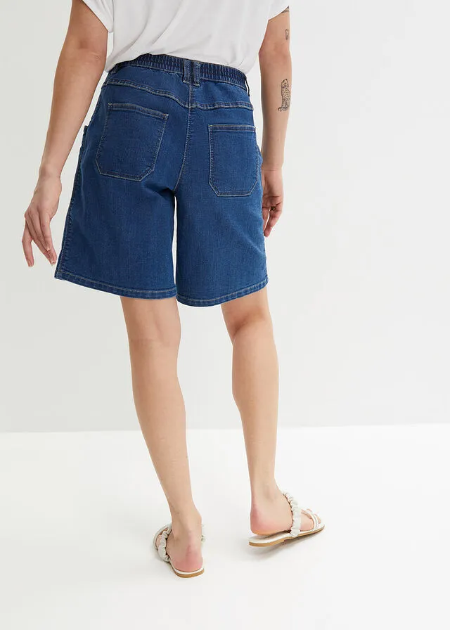 Bermudas vaqueras con bolsillos enormes y cintura cómoda Azul piedra