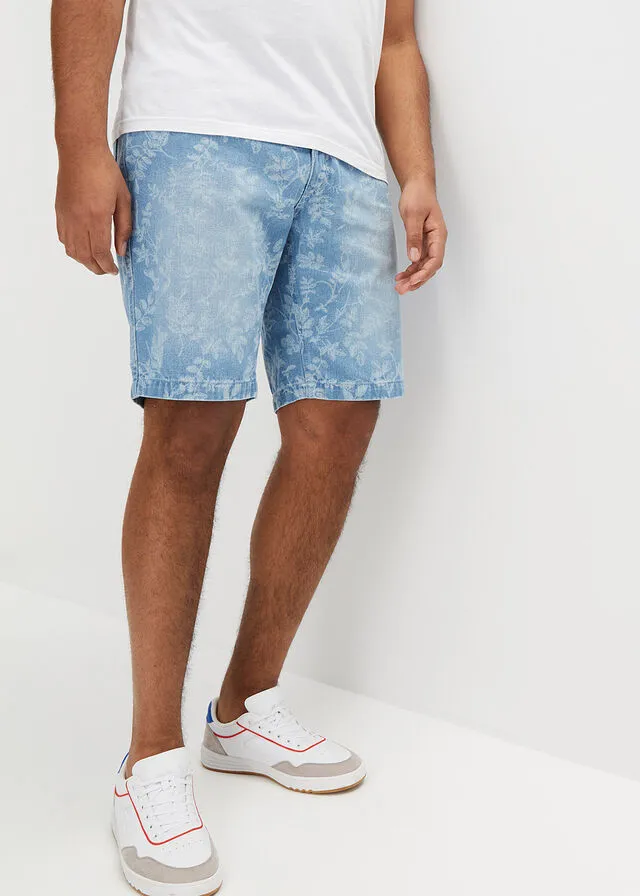 Bermudas vaqueras de corte holgado Azul claro denim estampado