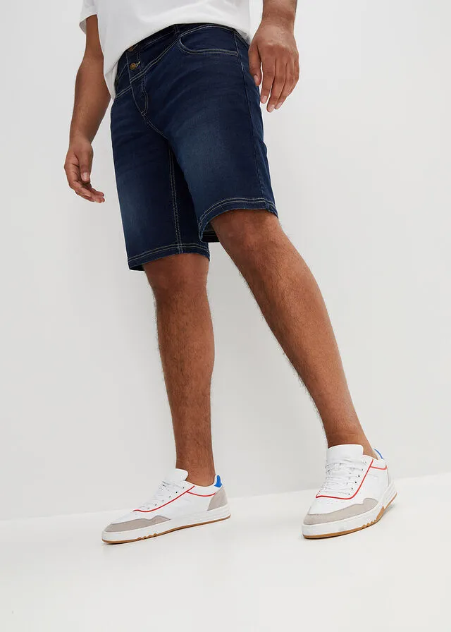 Bermudas vaqueras elásticas de corte regular Denim