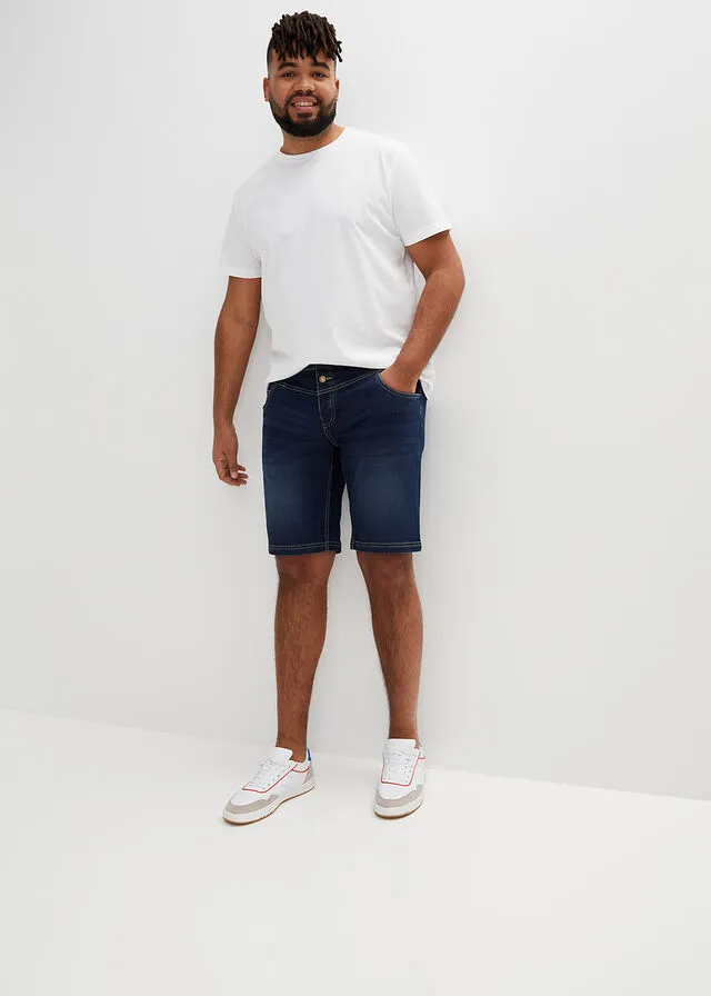 Bermudas vaqueras elásticas de corte regular Denim