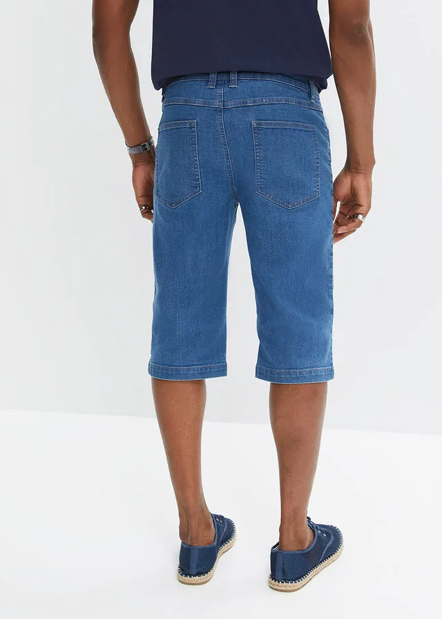 Bermudas vaqueras elásticas y largas, regular fit, (2 unidades) Denim + denim oscuro