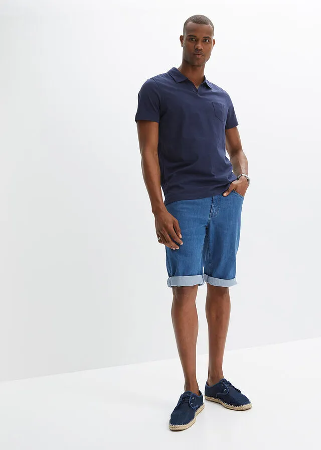 Bermudas vaqueras elásticas y largas, regular fit, (2 unidades) Denim + denim oscuro