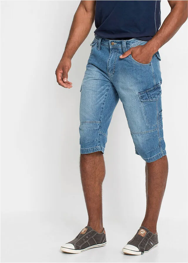 Bermudas vaqueras largas, loose fit Denim medio