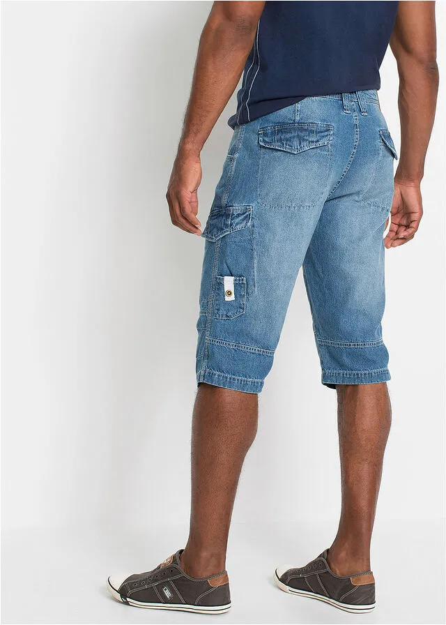 Bermudas vaqueras largas, loose fit Denim medio