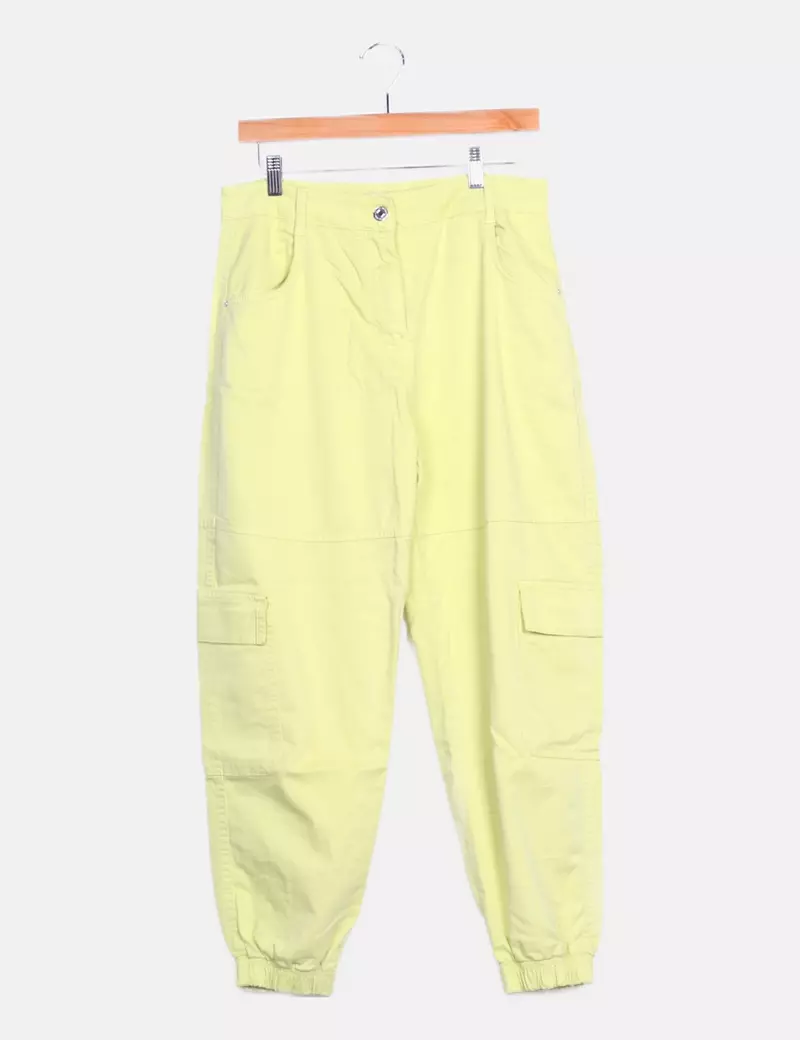 Bershka Pantalón denim cargo verde