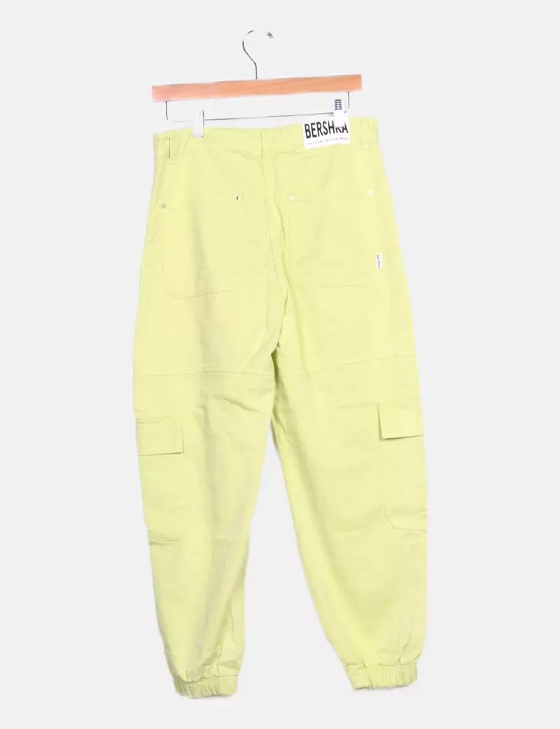 Bershka Pantalón denim cargo verde