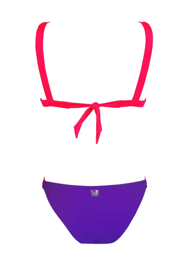 BIKINI TRIANGLE MORADO Y FLOR