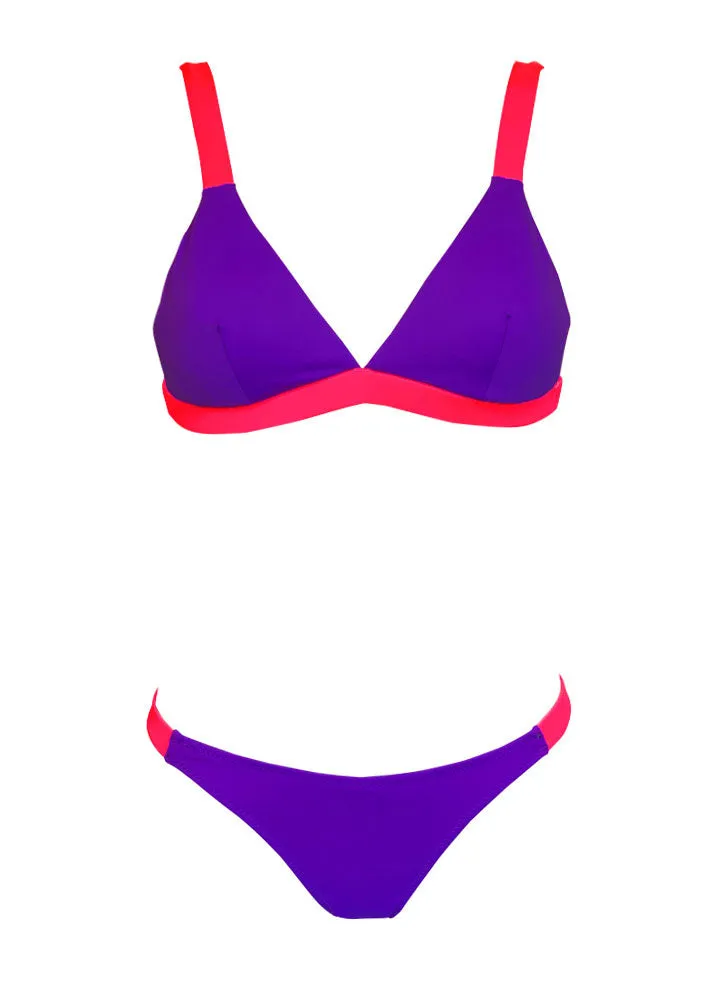 BIKINI TRIANGLE MORADO Y FLOR