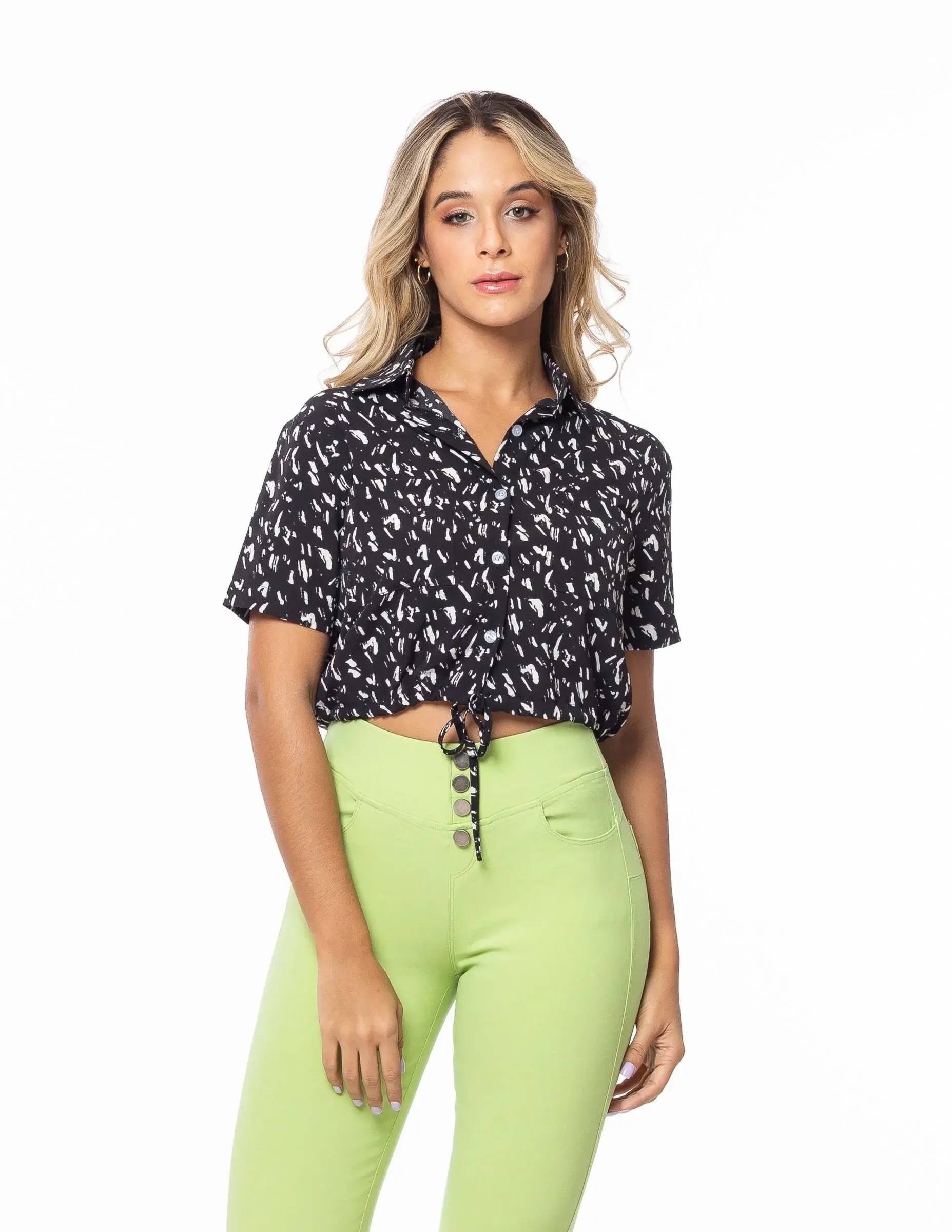 Blusa corta manga corta print