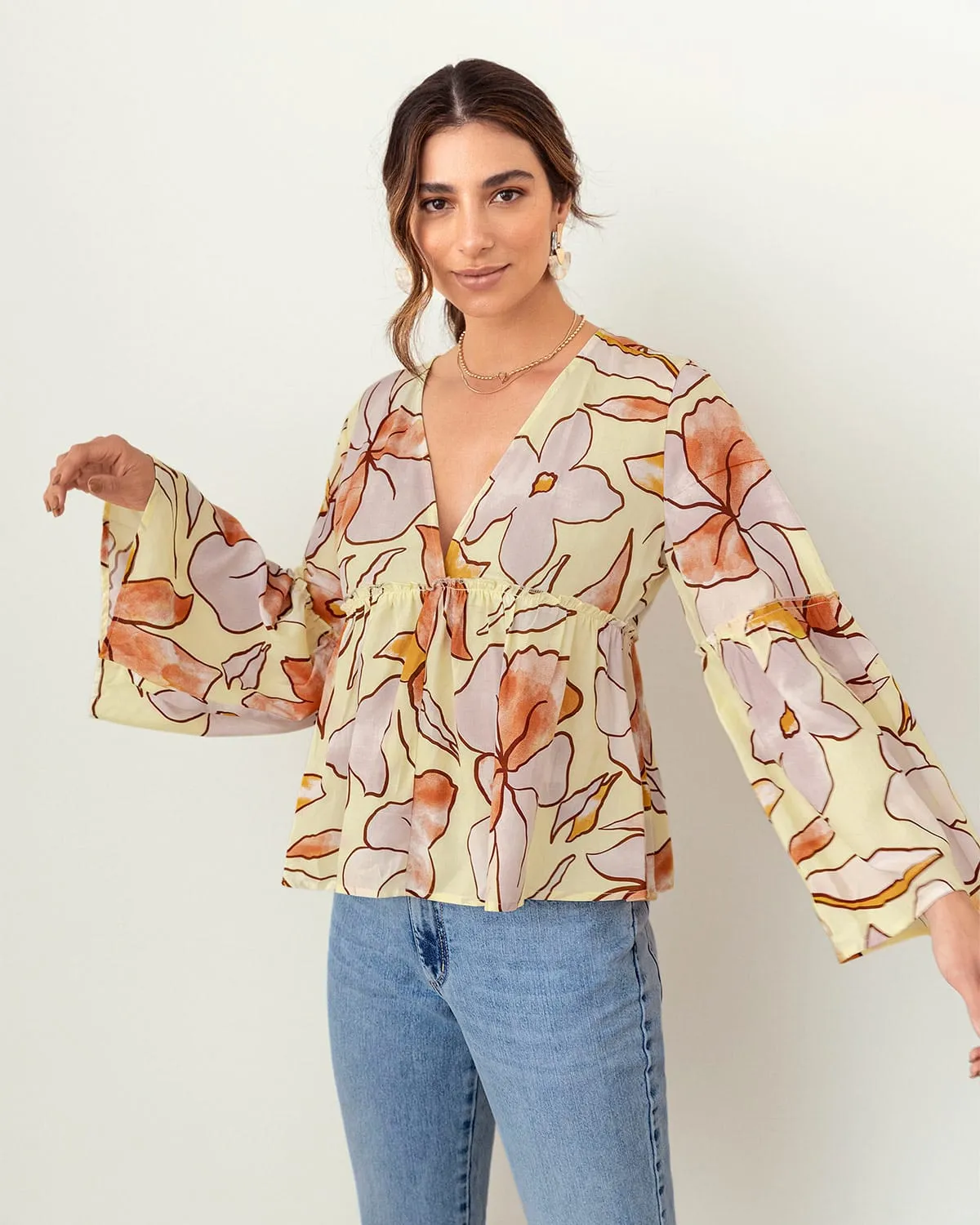 Blusa manga larga estampada