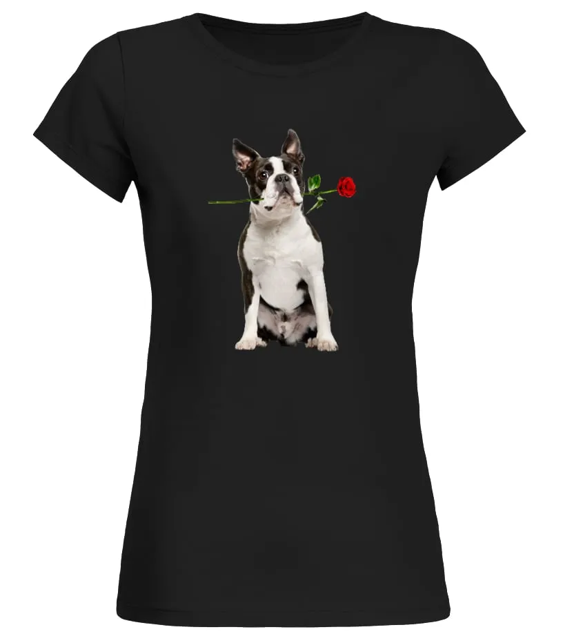 Boston Terrier Heartbeat Shirt T-Shirt col rond Femme