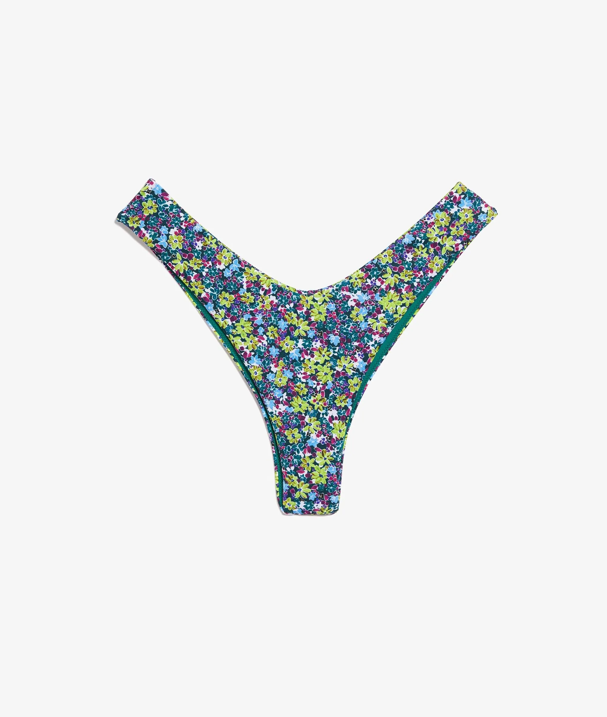 Braguita bikini brasileña, silueta en V estampado floral SALINAS IMP BLEU VERT - ETAM