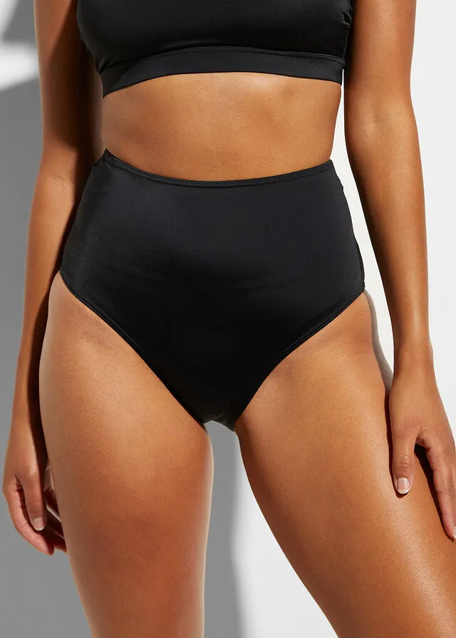 Braguita de bikini de tiro alto de poliamida reciclada con ancho ajustable Negro