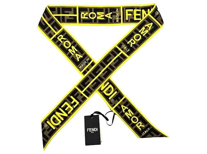 Bufanda Bandana Wrappy Mujer Fendi Negro Amarillo 