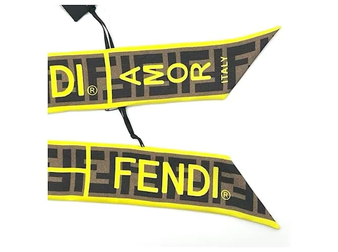 Bufanda Bandana Wrappy Mujer Fendi Negro Amarillo 