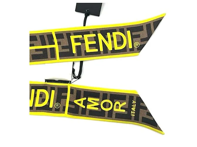 Bufanda Bandana Wrappy Mujer Fendi Negro Amarillo 