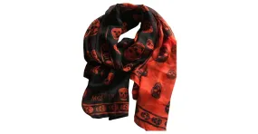 Bufanda de chifón con calavera de Alexander McQueen Negro Naranja 