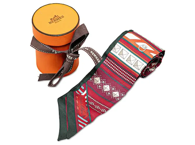 Bufanda de seda Twilly Collier de Chiens Hermès roja 